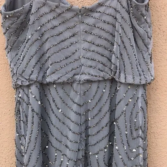 ADRIANNA PAPELL Sequin Mesh Blouson Dress - Picture 5 of 6